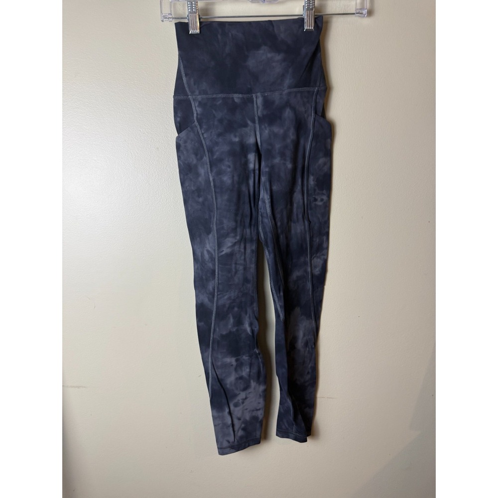 Lululemon Yoga Align HR Legging 24" Womens 2 Black Tie Dye Athletic